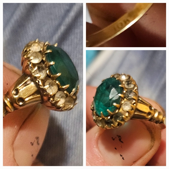 10 k gold ring Accessories - Elegant Gold and Green Gemstone Ring